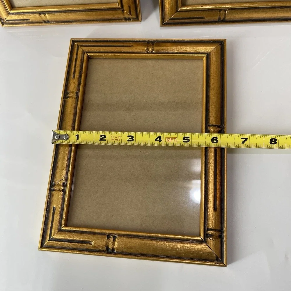 Gold Faux Bamboo Frame Set of 3 Hollywood Regency Style For 7 X 5 Pictures